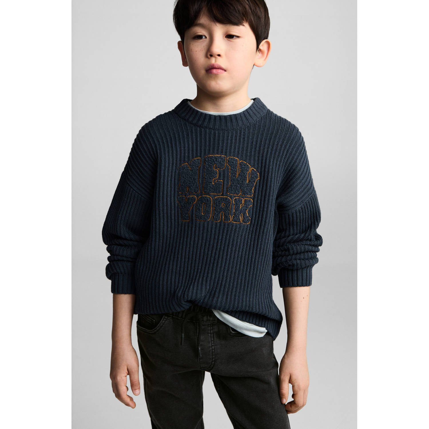 Mango Kids regular fit jeans antraciet