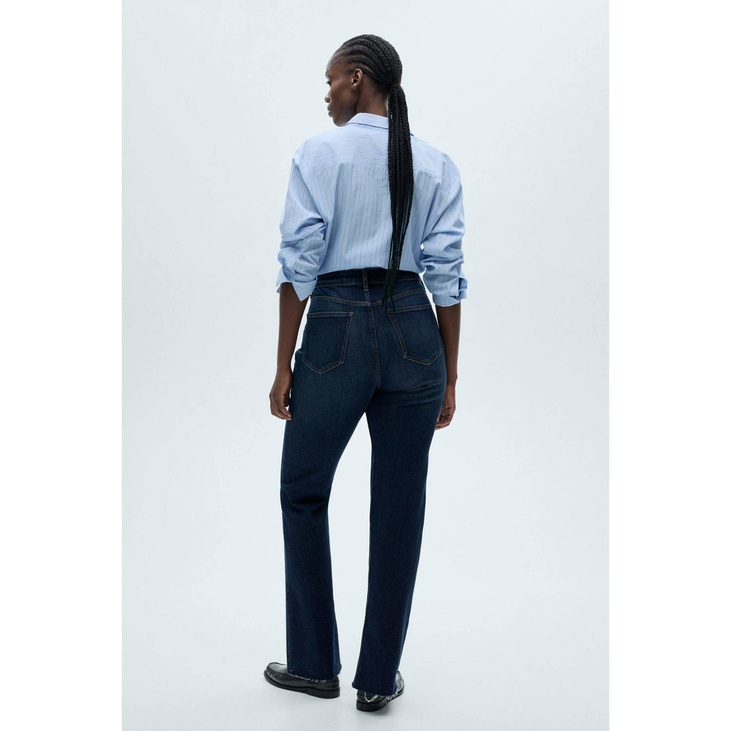 Mango regular waist flared jeans dark blue denim