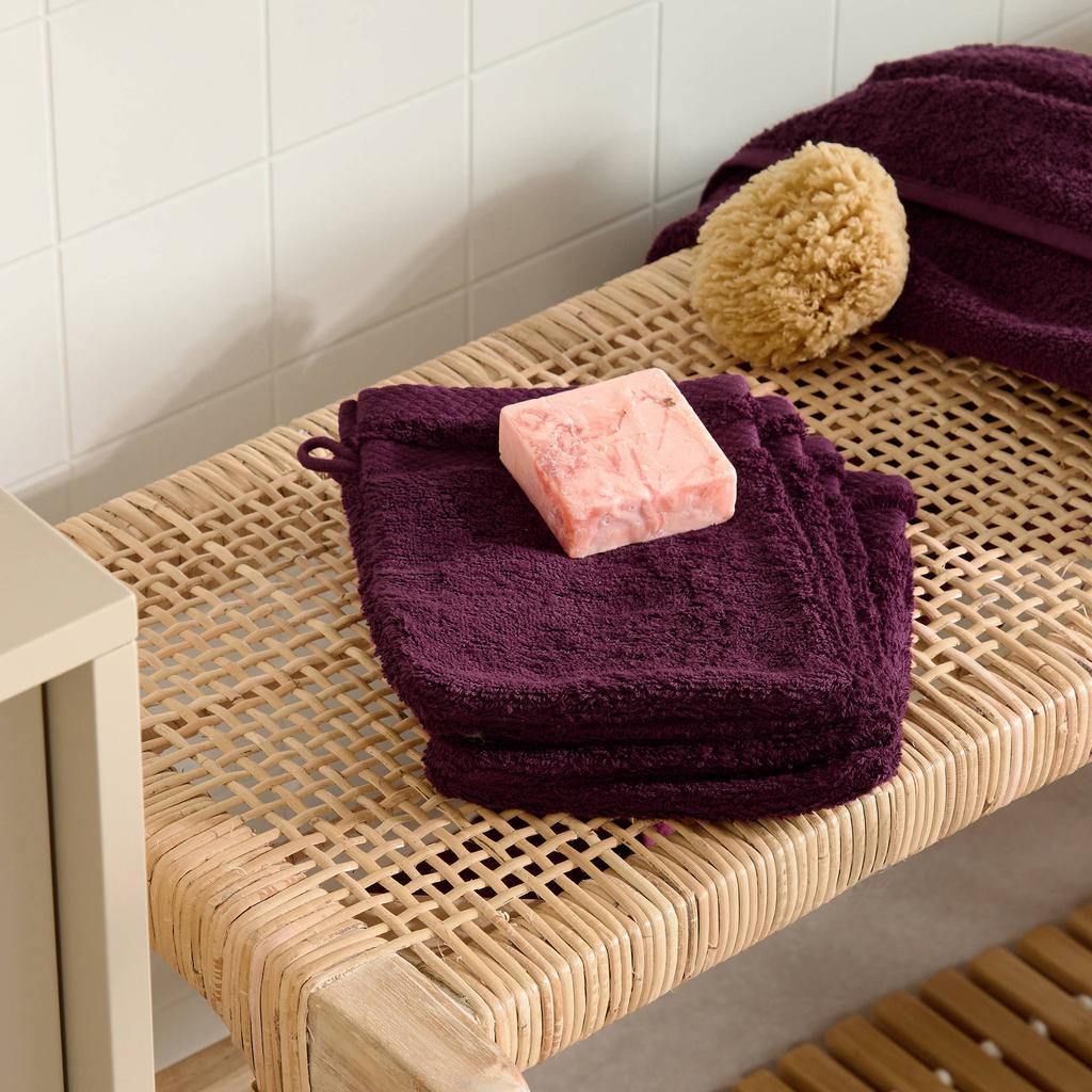 NOUS Living washand aubergine (set van 4) (15x20 cm)