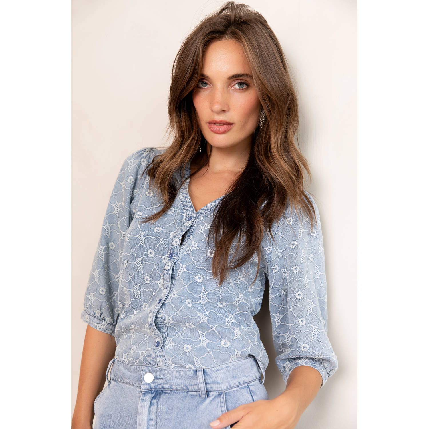 Freebird blouse light blue denim