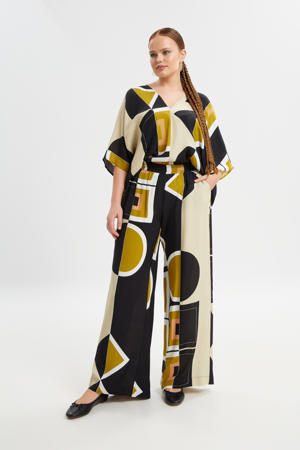 wide leg regular waist broek multi