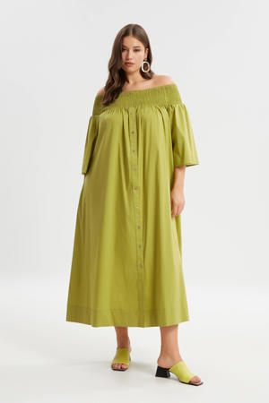 off shoulder jurk limegroen