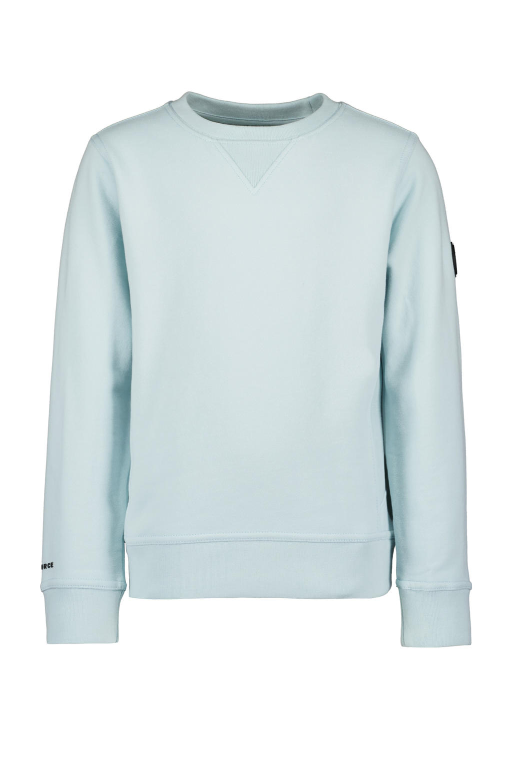 Blauwe jongens Airforce sweater van katoen met effen, lange mouwen, ronde hals en geribde boorden