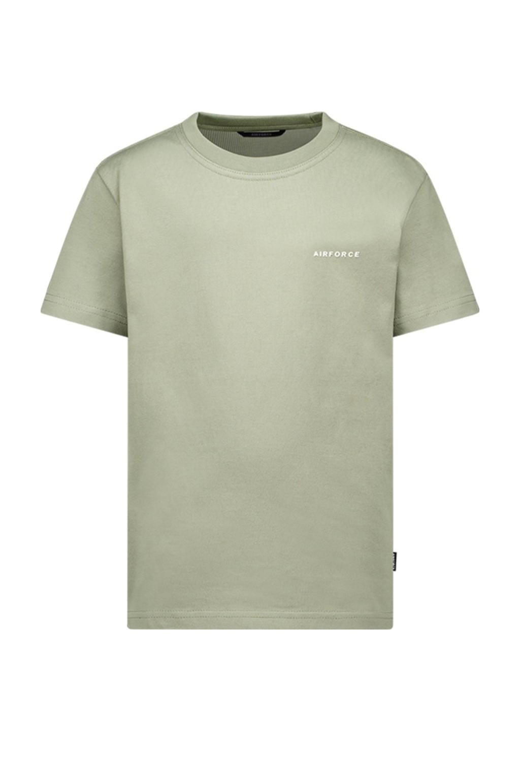 Groene jongens Airforce T-shirt van katoen met effen, korte mouwen en ronde hals