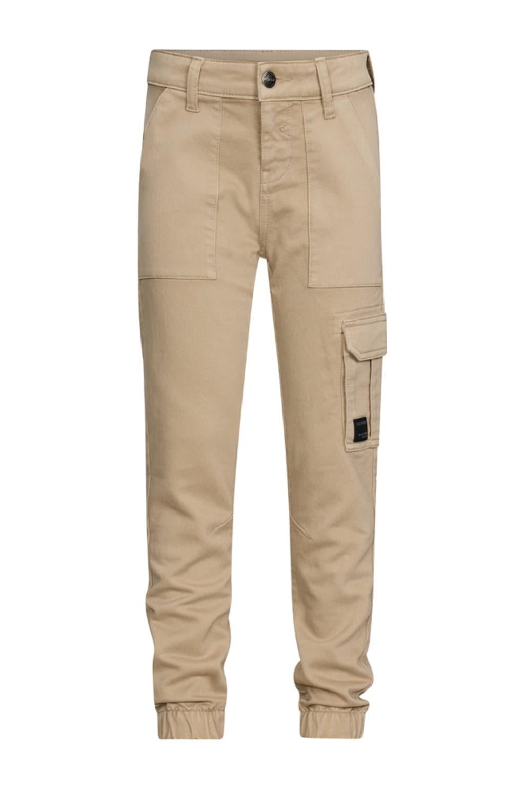 Zandkleurige jongens Retour Jeans straight casual broek van stretchkatoen met regular waist, rits- en knoopsluiting en effen