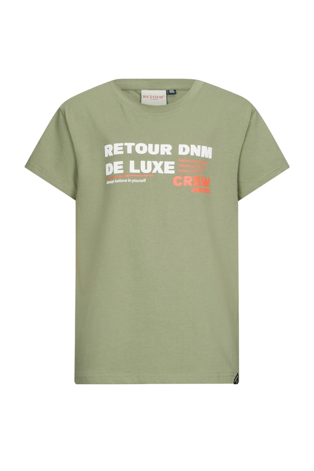 Groene jongens Retour Jeans T-shirt van katoen met printopdruk, korte mouwen en ronde hals