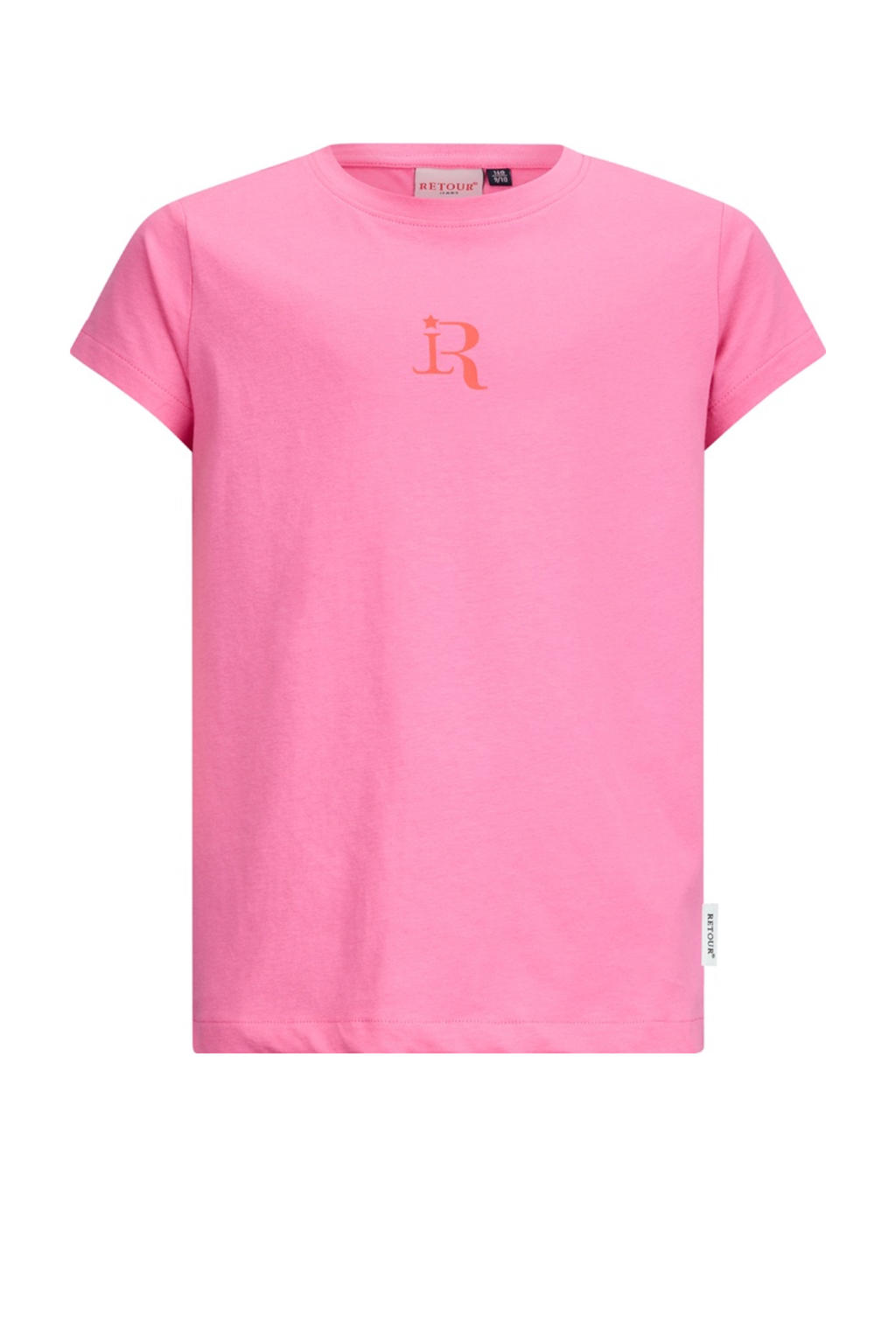 Roze meisjes Retour Jeans T-shirt van katoen met backprint, korte mouwen en ronde hals