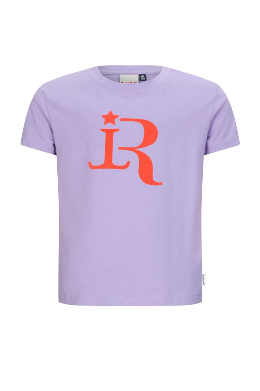 Lilakleurige meisjes Retour Jeans T-shirt van katoen met printopdruk, korte mouwen en ronde hals