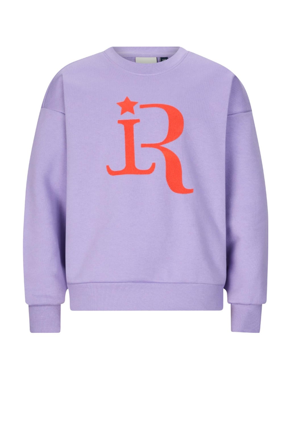 Lilakleurige meisjes Retour Jeans sweater met printopdruk, lange mouwen, ronde hals en geribde boorden