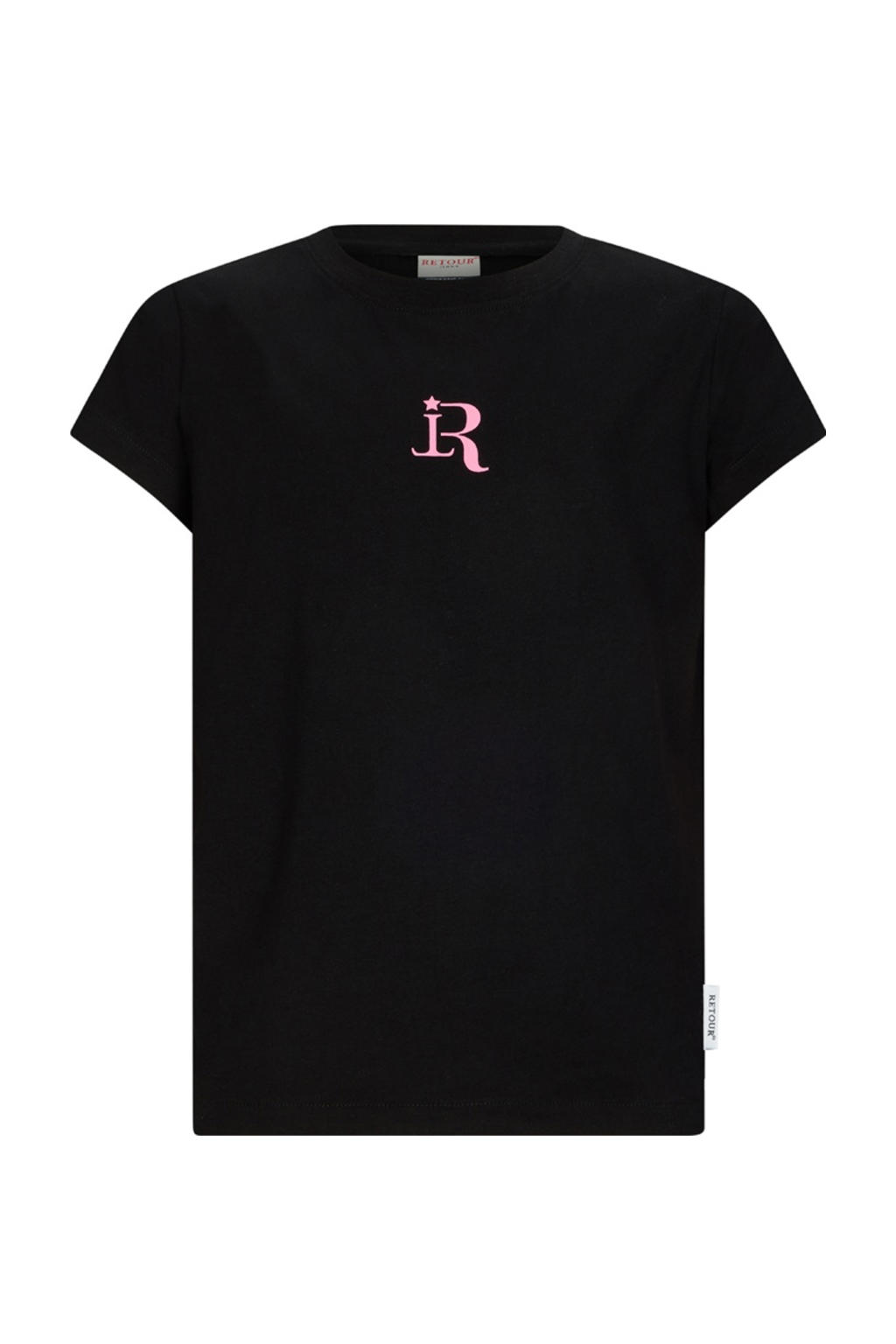 Zwarte meisjes Retour Jeans T-shirt van katoen met backprint, korte mouwen en ronde hals