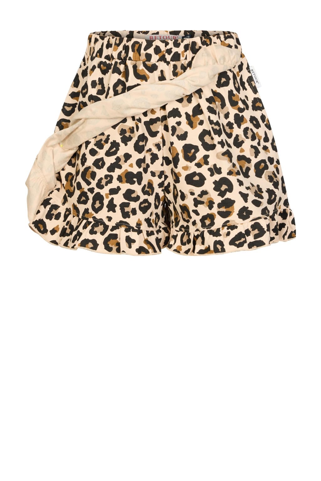 Beige en bruine meisjes Retour Jeans skort met panterprint voorzien van