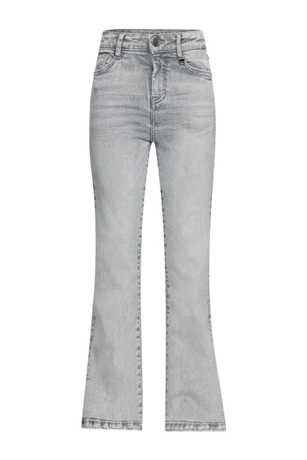 Grey denim meisjes Retour Jeans flared jeans van stretchdenim met regular waist, rits- en knoopsluiting en effen