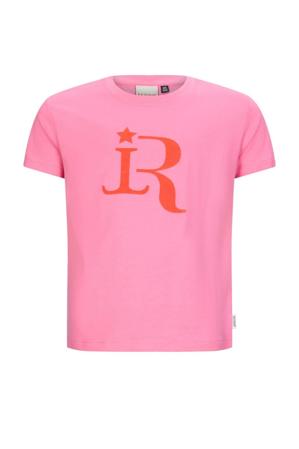 Roze meisjes Retour Jeans T-shirt van katoen met printopdruk, korte mouwen en ronde hals