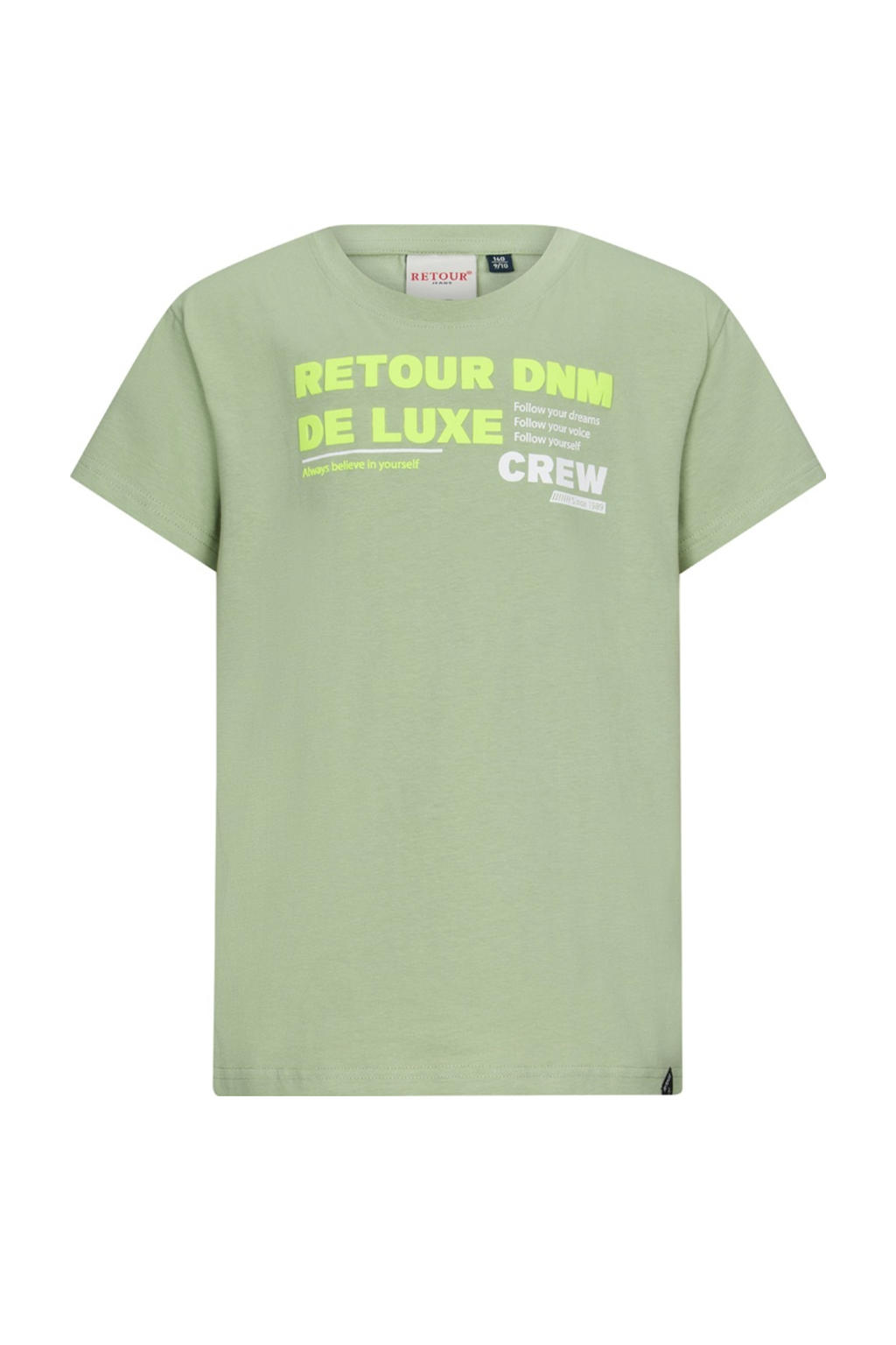Groene jongens Retour Jeans T-shirt van katoen met printopdruk, korte mouwen en ronde hals