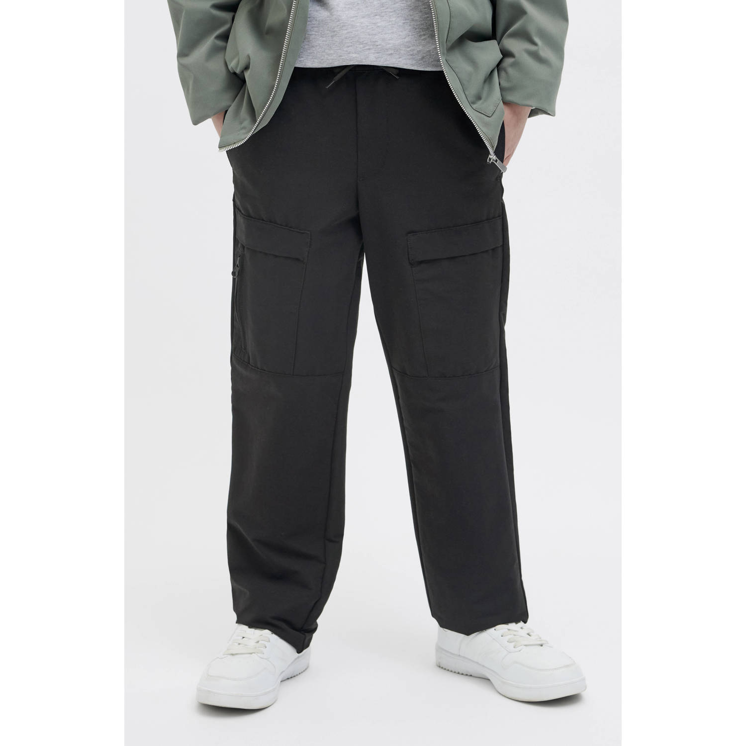 JACK & JONES JUNIOR casual broek zwart