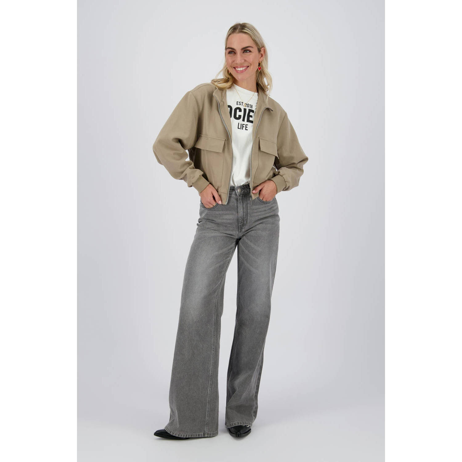 Raizzed high waist wide leg jeans Sky grey denim