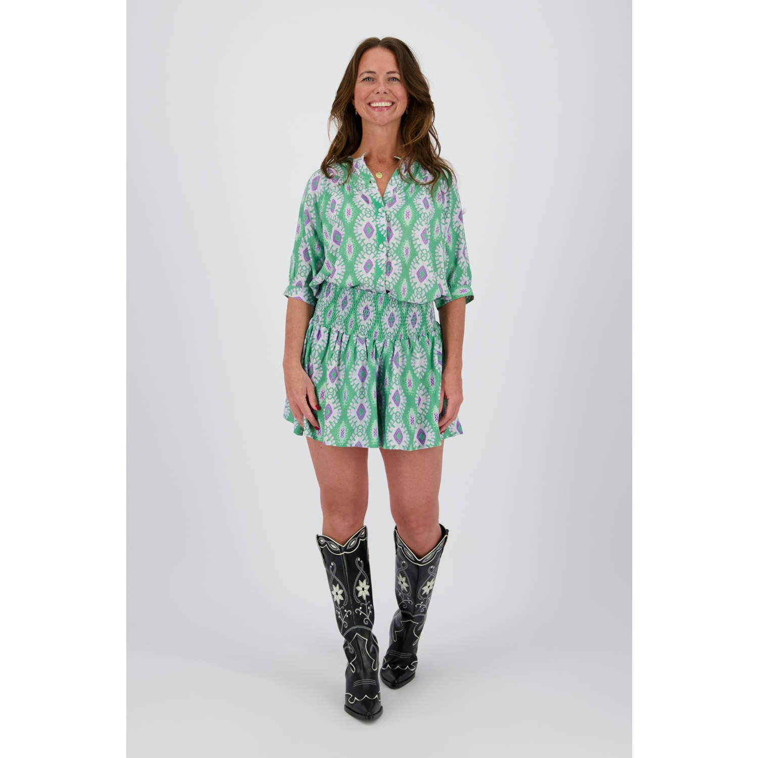 Raizzed blouse groen