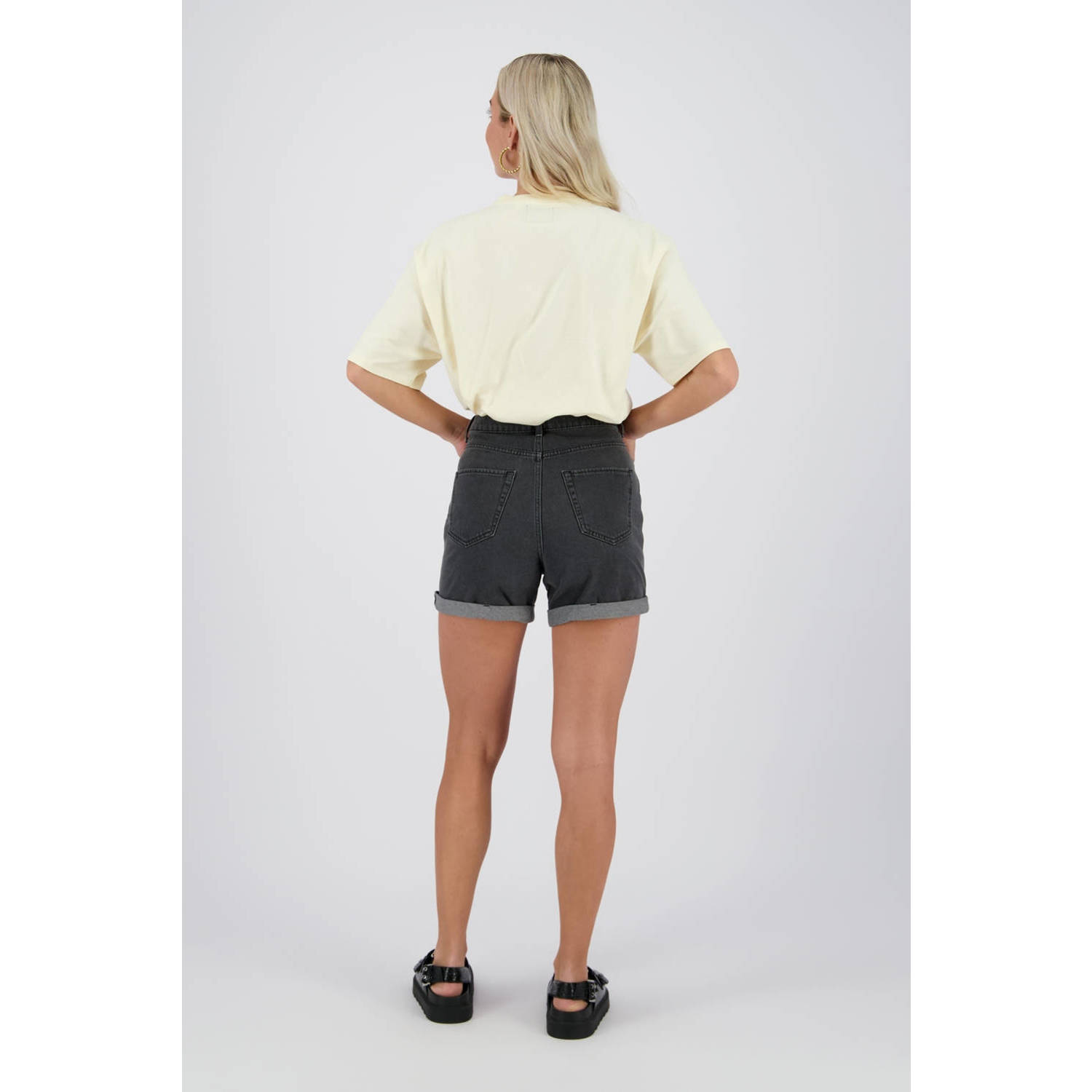 Raizzed slim high waist denim short black denim