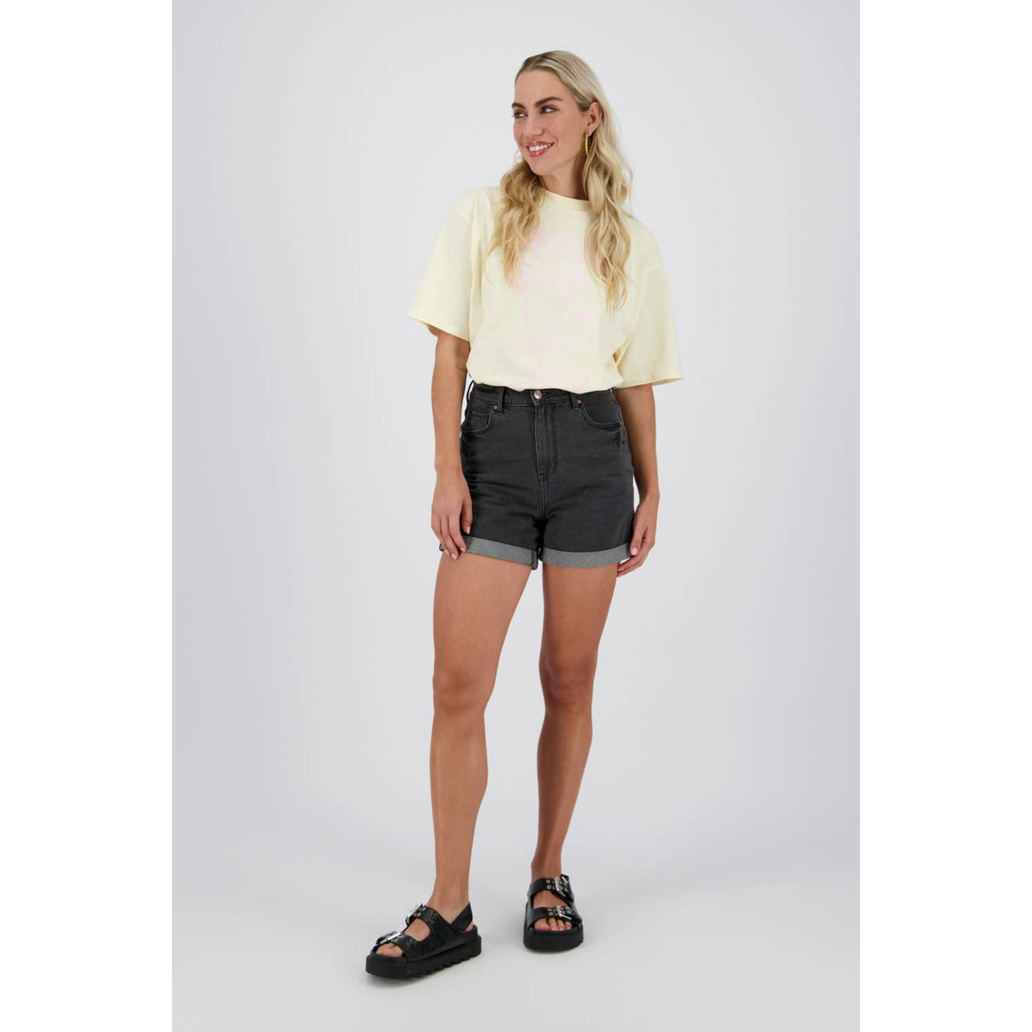 Raizzed slim high waist denim short black denim