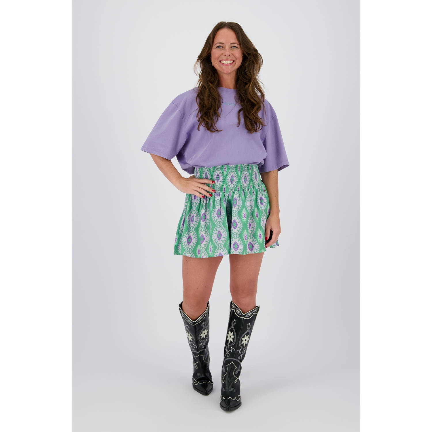 Raizzed wide leg high waist casual short groen