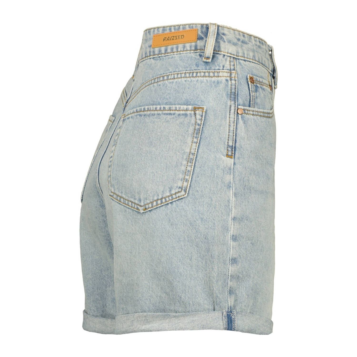Raizzed straight high waist denim short light blue denim