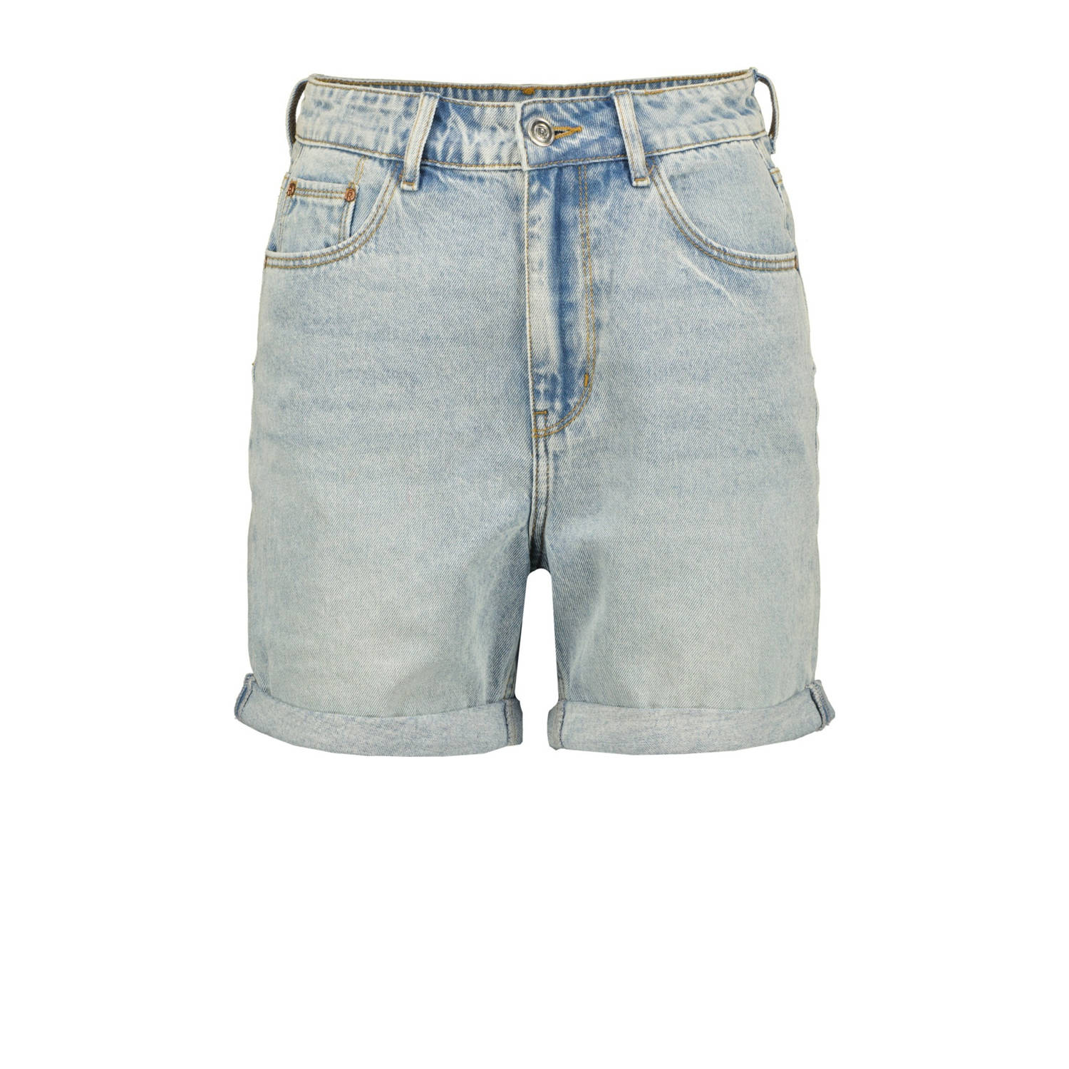 Raizzed straight high waist denim short light blue denim