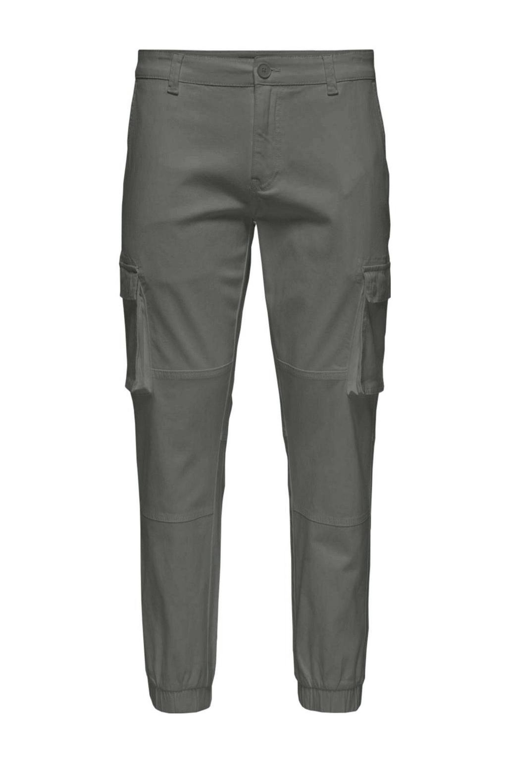 ONLY & SONS tapered fit cargobroek ONSCAM grijs