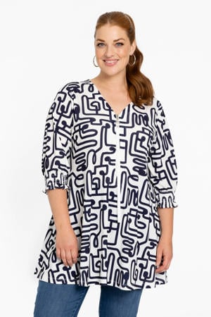 oversized tuniek Plus Size met print - wit