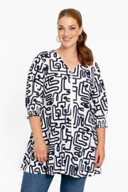 thumbnail: YOEK oversized tuniek Plus Size met print - wit