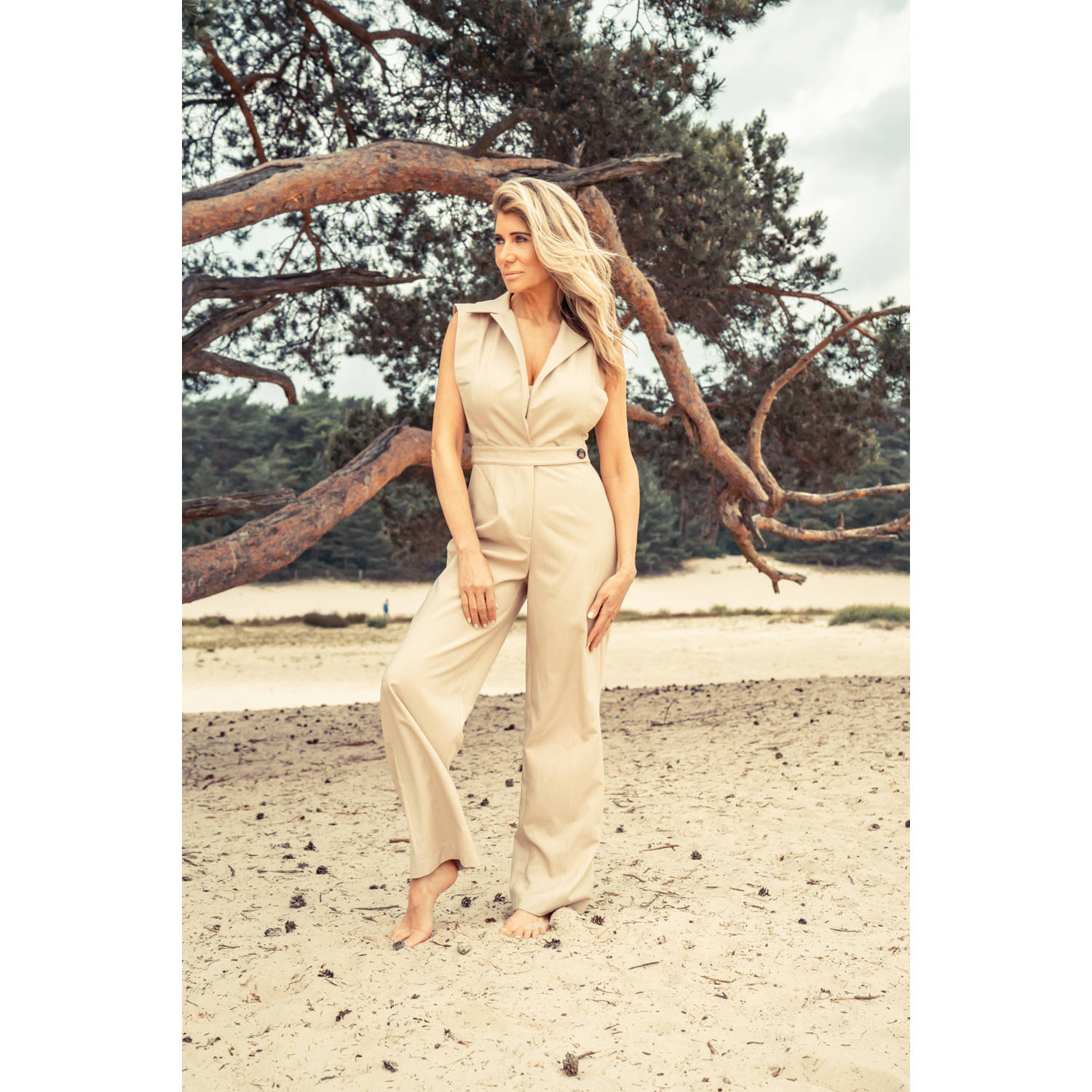 Est'seven regular jumpsuit beige