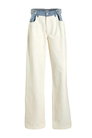 high waist wide leg jeans wit