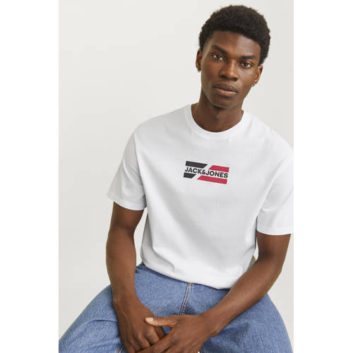 JACK & JONES ESSENTIALS regular T-shirt wit afbeelding