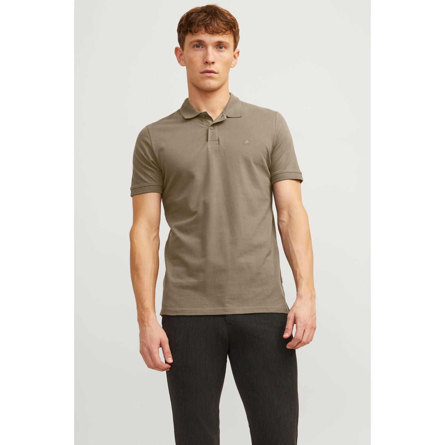 JACK & JONES ESSENTIALS regular polo grijsgroen