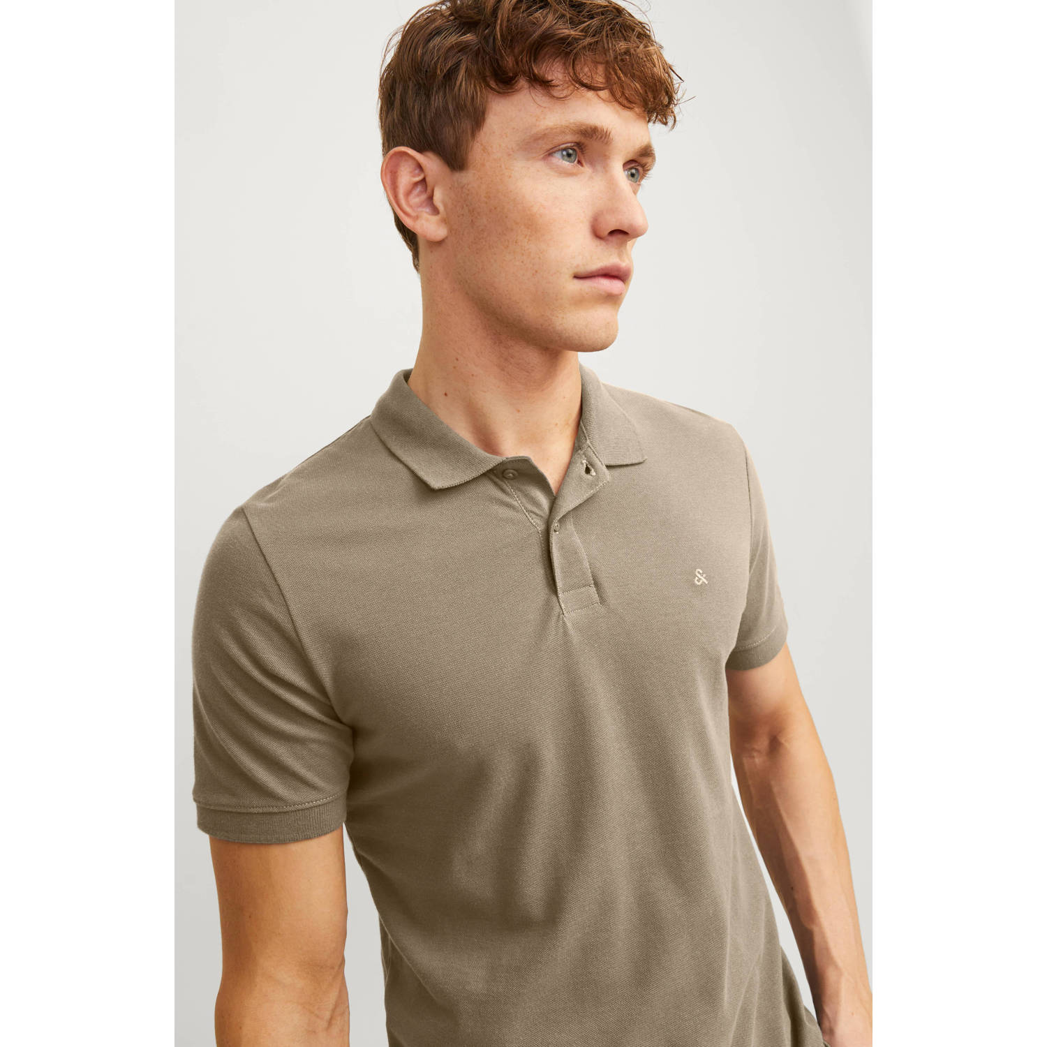 JACK & JONES ESSENTIALS regular polo grijsgroen