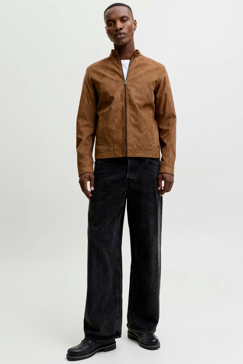 JACK & JONES ESSENTIALS suèdelook jas cognac