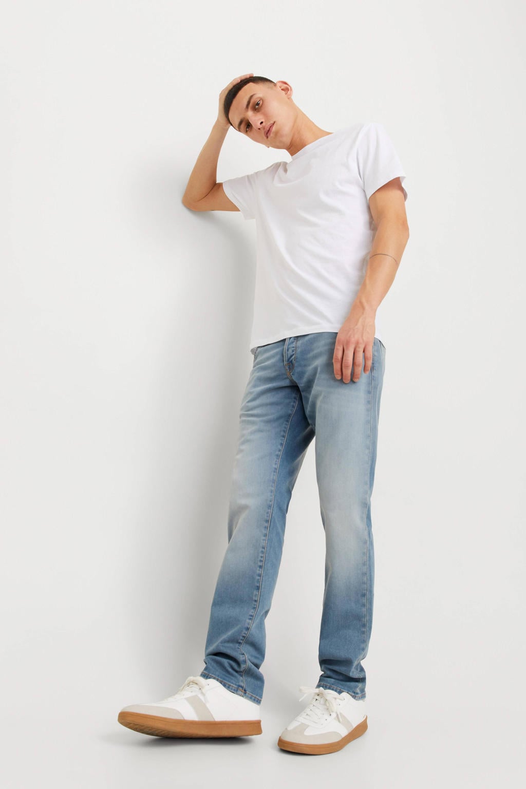 JACK & JONES JEANS INTELLIGENCE tapered gebreide jeans - blue denim