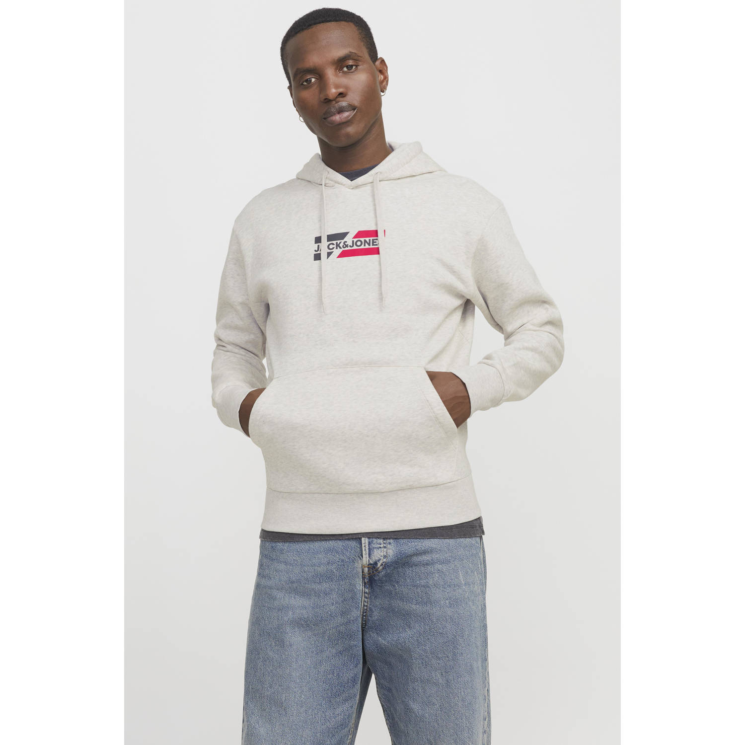 JACK & JONES ESSENTIALS hoodie white melange
