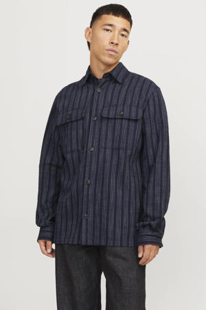 linnen comfort fit overshirt donkerblauw