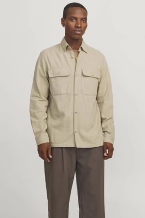 linnen comfort fit overshirt beige
