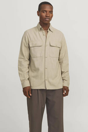 linnen comfort fit overshirt beige