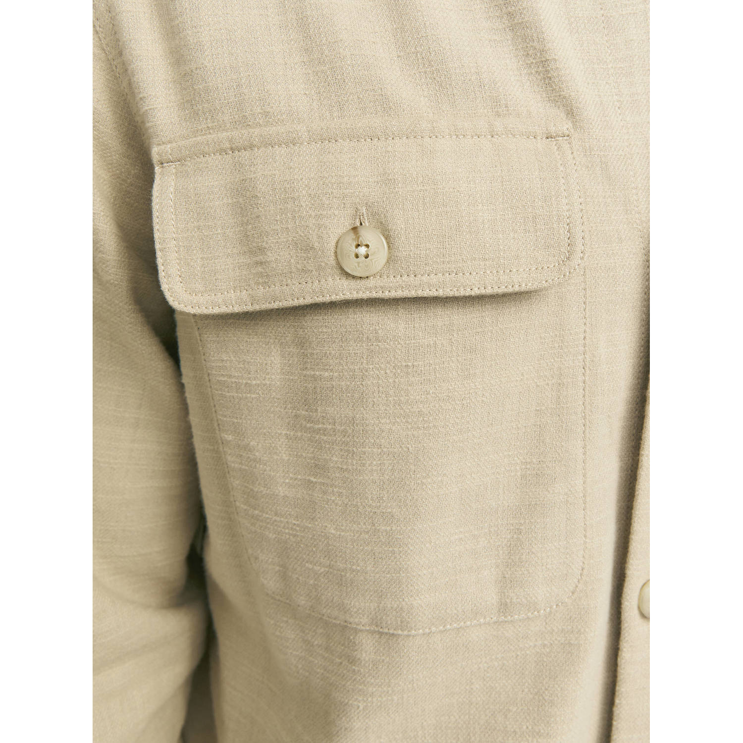 JACK & JONES PREMIUM linnen comfort fit overshirt beige