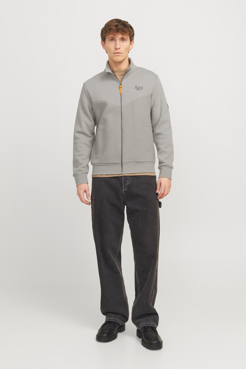JACK & JONES PREMIUM sweatvest met textuur grijs