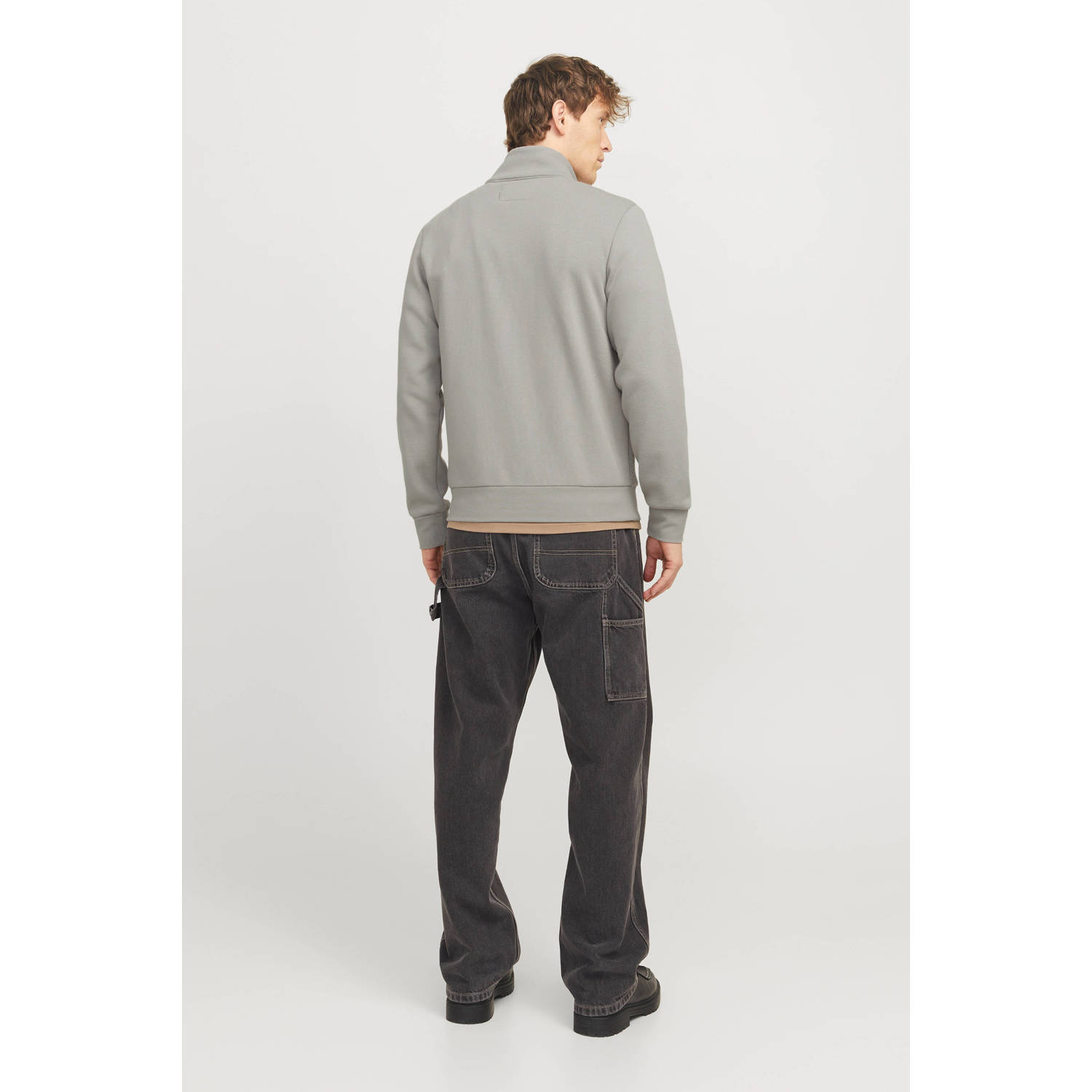 JACK & JONES PREMIUM sweatvest met textuur grijs