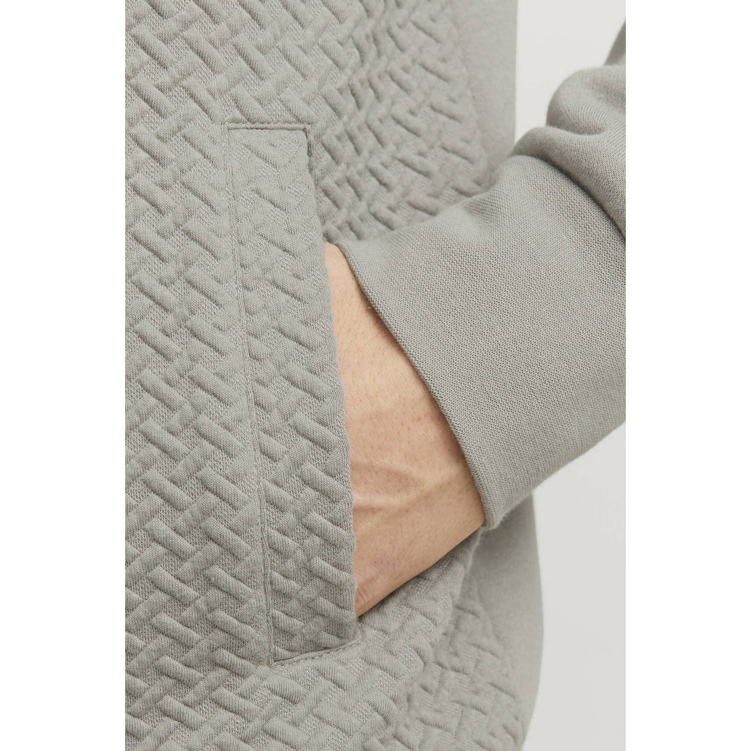 JACK & JONES PREMIUM sweatvest met textuur grijs