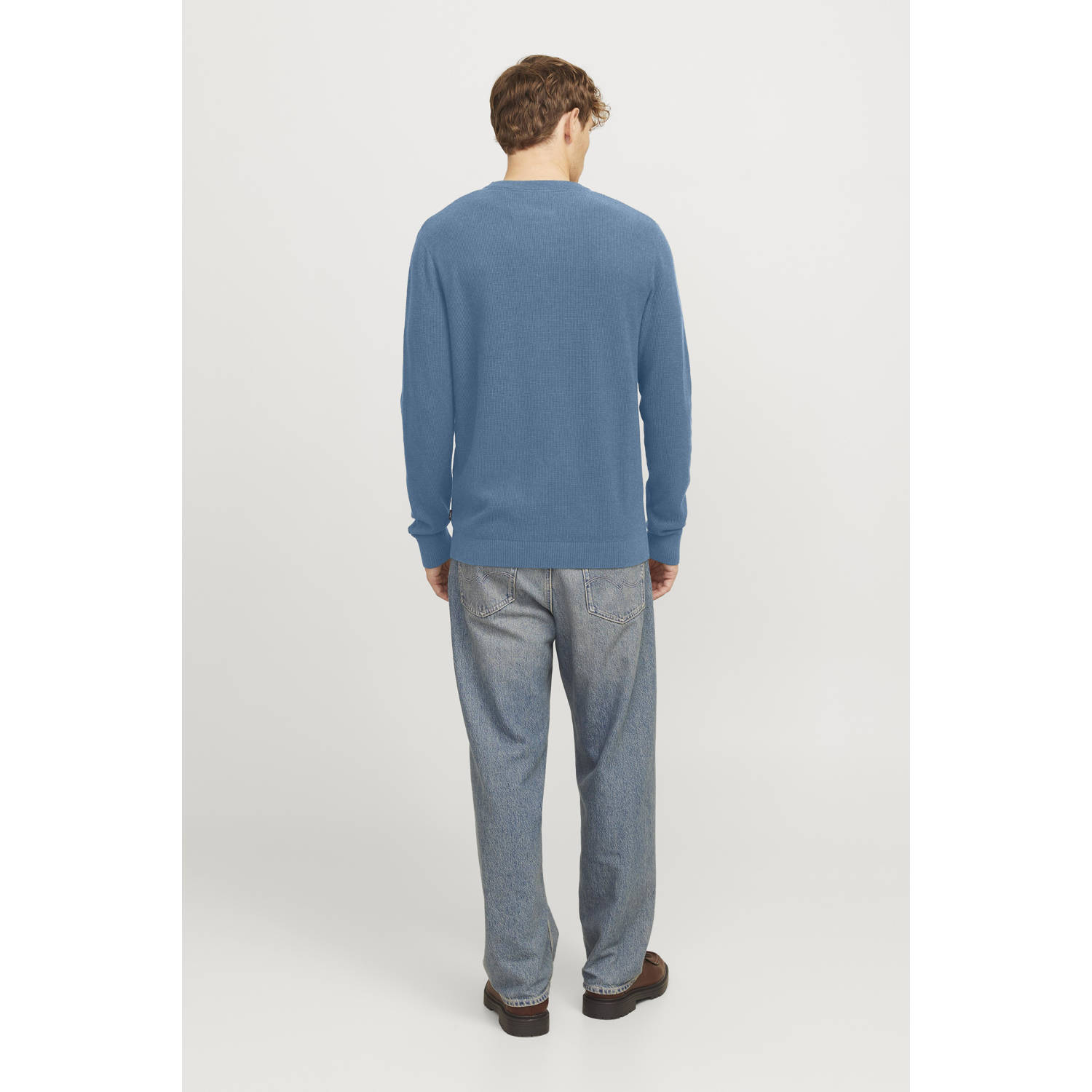 JACK & JONES PREMIUM trui grof gebreid blauw