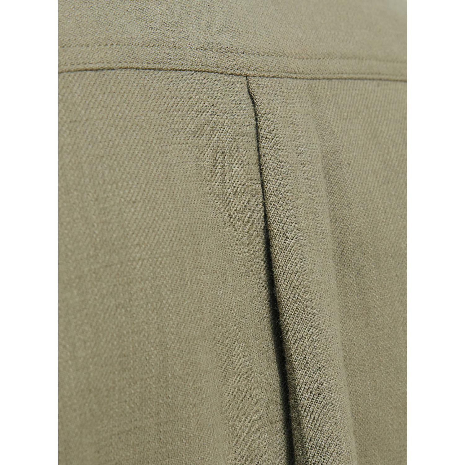 JACK & JONES PREMIUM linnen comfort fit overshirt olijfgroen