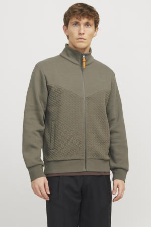 sweatvest met textuur olijfgroen