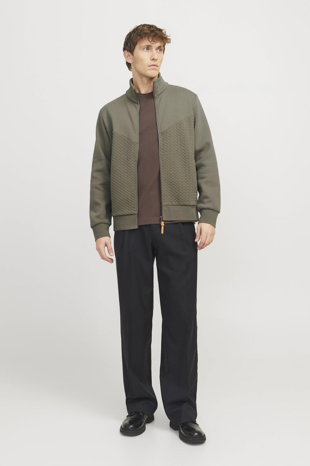 JACK & JONES PREMIUM sweatvest met textuur olijfgroen