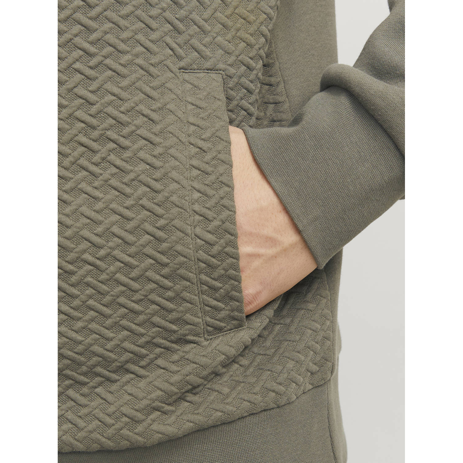 JACK & JONES PREMIUM sweatvest met textuur olijfgroen