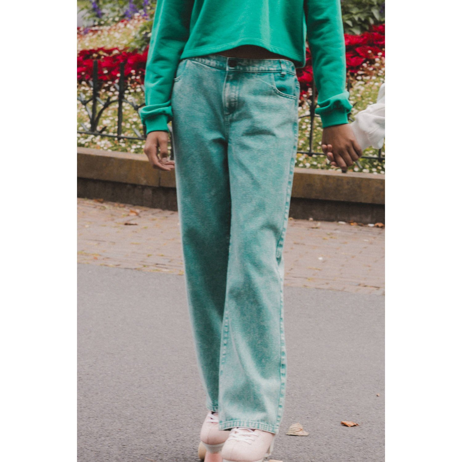 LOOXS 10sixteen loose wide leg jeans groen
